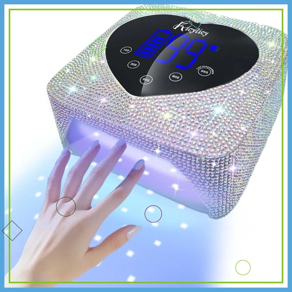 

72W Cordless UV LED Nail Lamp for Gel Polish, Rechargeable with 5 Timer Settings & Auto Sensor