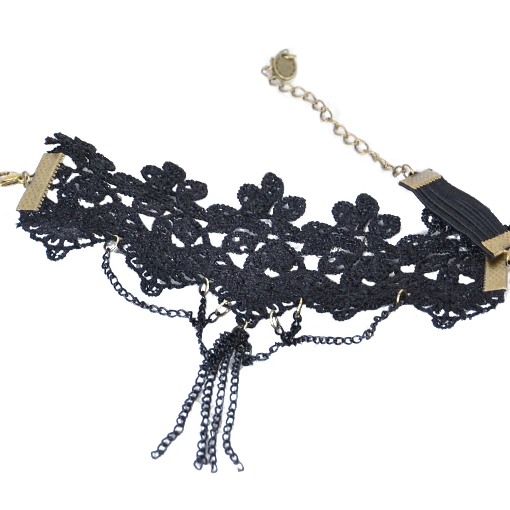 قابل للتعديل الأسود شرابة الذراع خمر الدانتيل الحرفية زهرة نمط سوار الزخرفية لحفل أداء الرقص هدية #6