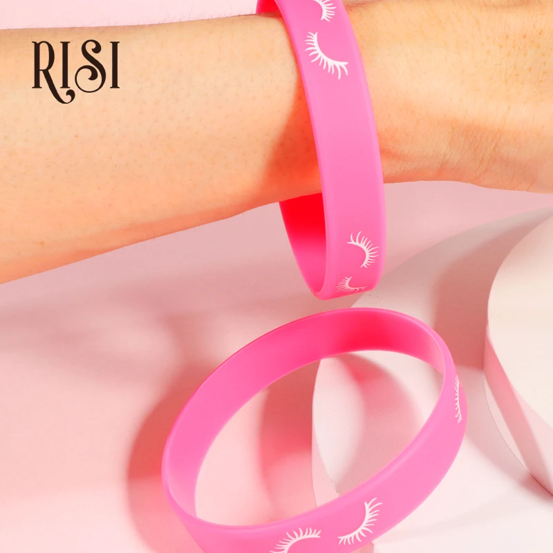 RISI For Eyelash Extension Wristband Bracelets Sport Elastic Silicone Bracelets Bangles Unisex Makeup Salon Member Gifts