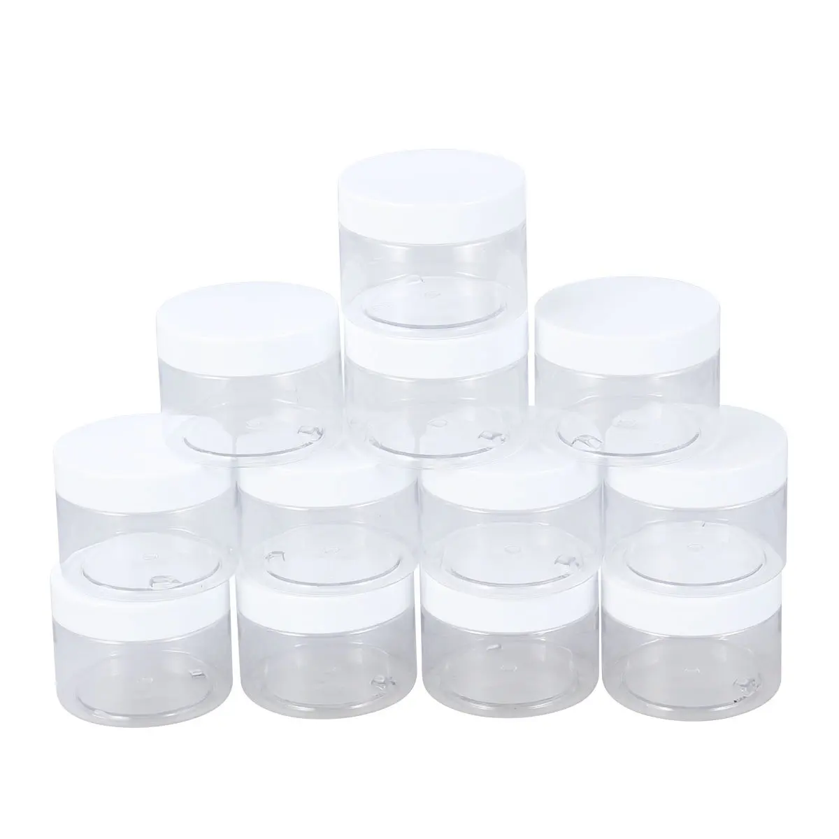12Pcs Clear Plastic Wide-Mouth Clay Storage Jars Refillable Airtight Containers for Crafts Cosmetics Lotions Body Care