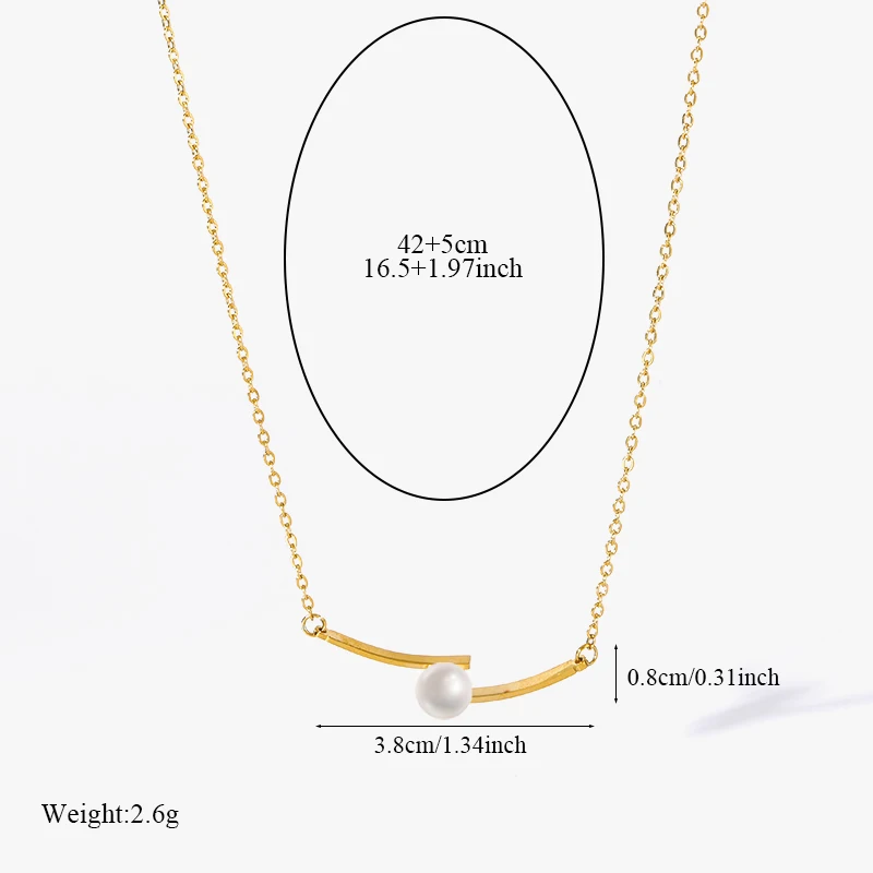 EILIECK 316L Stainless Steel Creative Pearl Pendant Necklace For Women New Fashion Elegant Clavicle Chain Jewelry Birthday Gift