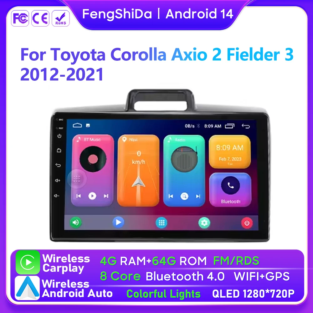 

Android 14 Car Radio For Toyota Corolla Axio 2 Fielder 3 E160 2012-2021 GPS Navigation BT Multimedia Video Player Carplay Stereo