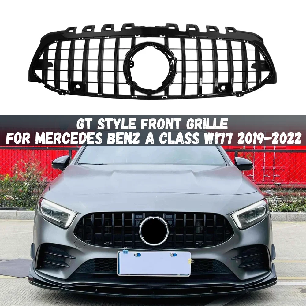 

For Mercedes Benz W177 A Class 2019-2022 A180 A200 A220 A250 A35 Car Front Bumper Kidney Grille GT Style Mesh Grill