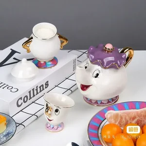 Disney Teko Lucu Kartun Beauty And The Beast Teko Kopi Mug Mrs Potts Cangkir Chip Cangkir Teh Pot Satu Set Teh Pengiriman Gratis 12 mug jelek penjualan terbaik - №