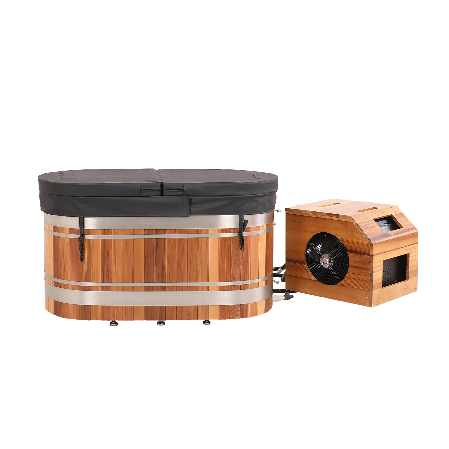 

High Quality Custom 304SS Red Cedar Wooden Cold Plunge Bathtubs Barrel Spa Quality Ice Bath with Chiller