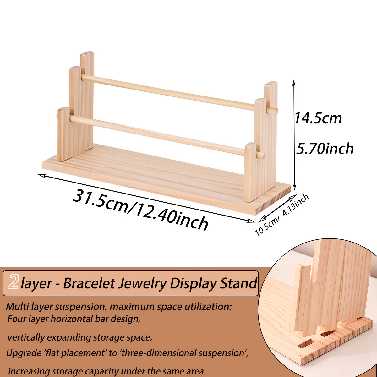 Multi-Functional Wooden Bracelet Display Stand