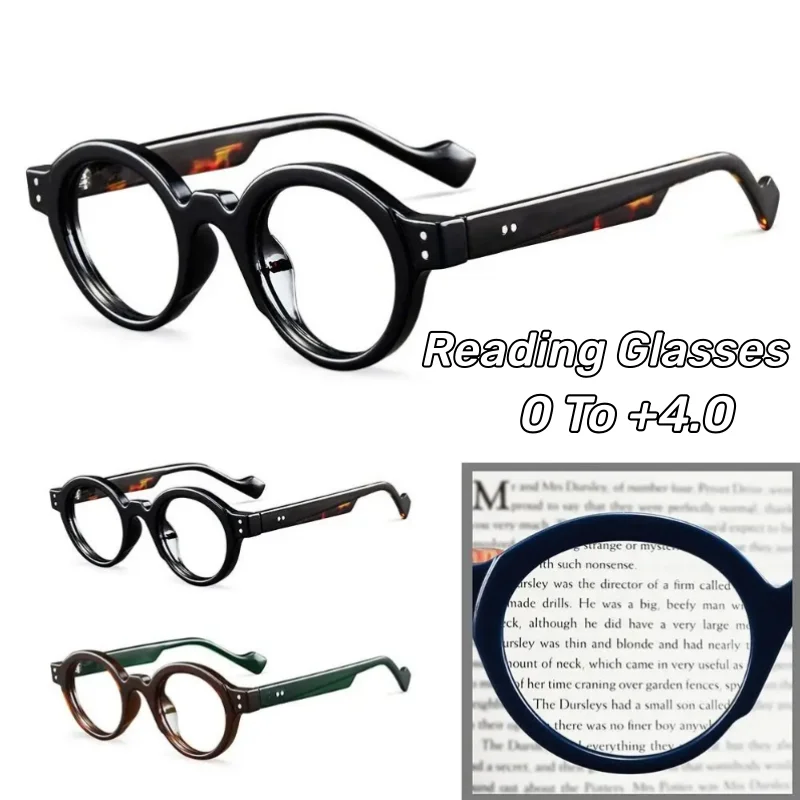 

Men's and Women's Anti-Blue Light Presbyopia Glasses New Retro Round Frame Ultra-Light Reading Glasses Diopter 0 To +4.0