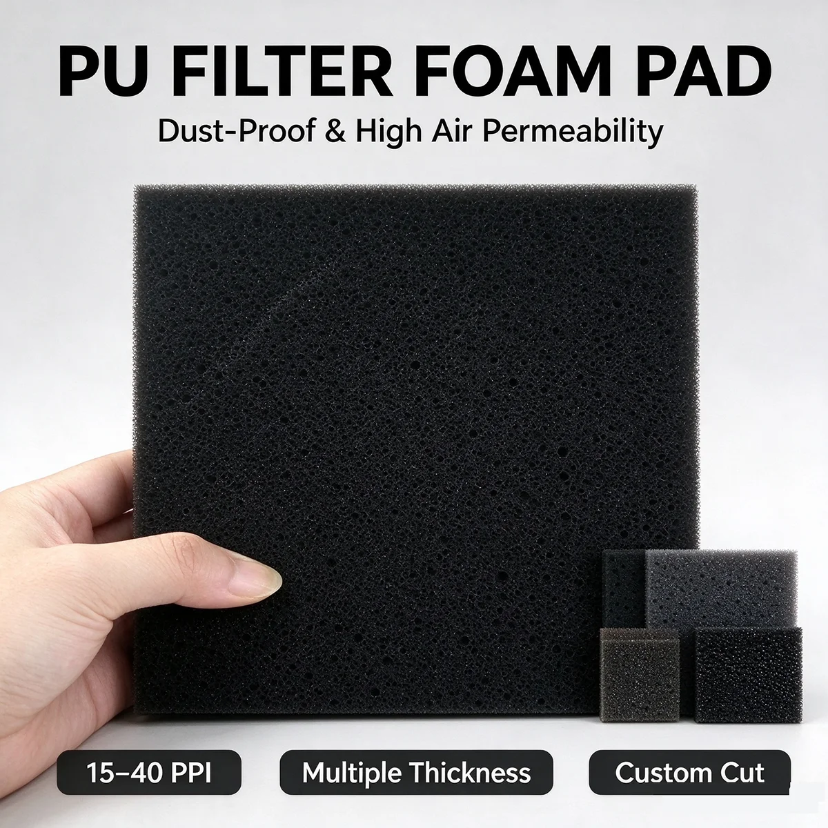 Flame Retardant PU Sponge Sheet, Dust Proof Cushion for Fan Air Compressor Inverter Cabinet Vent, Cuttable