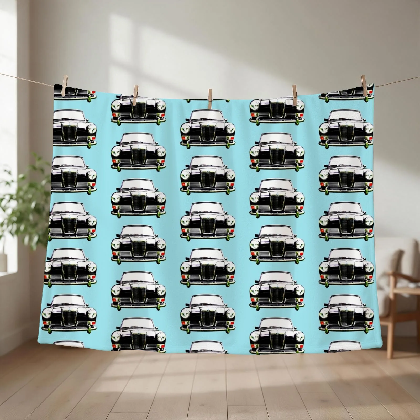 Riley Elf 1960s British classic car bold Throw Blanket couch cozy soft plush fuzzy picnic outdoor blanket