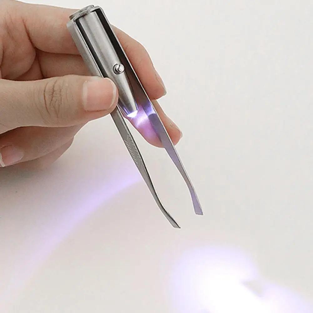 Pinzette per sopracciglia Clip per sopracciglia professionale in acciaio inossidabile con luce a LED per le donne Pinzette per sopracciglia Morsetto per depilazione Trucco