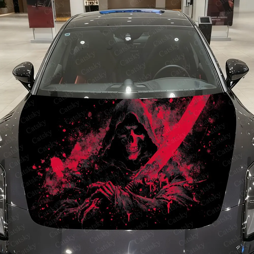 

Scarlet Blood Blade Reaper Car Vinyl Wrap, PVC Material Waterproof Car Hood Sticker, Self-Adhesive Scratch-Resistant Stickers fo
