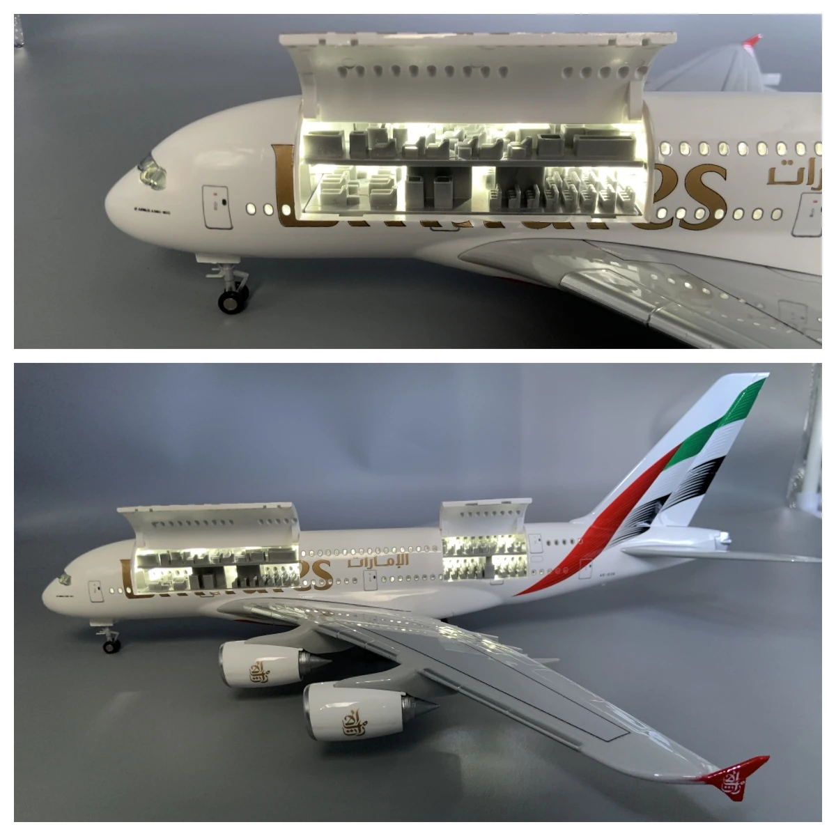NEW 1/160 Scale Model Airplane A380 UAE/Emirates Resin Aircraft Model With Led Realistic Visual Effect Collectible Plane