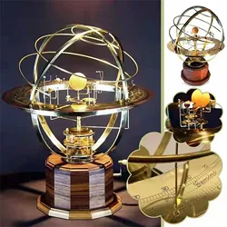 Rotating Solar System Metal Ornament, Retro Planet  Metal Model Kit, Science Art Decoration Indoor Table Ornament