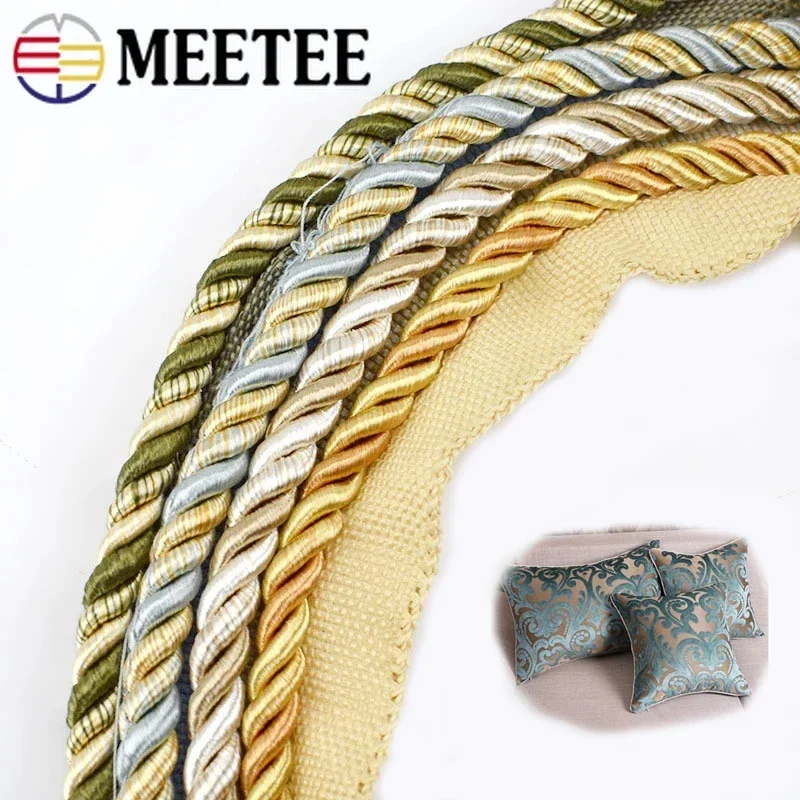 2/6Meter Meetee 6mm HighGrade Two-color Strap Webbing DIY Curtain Pillow Sofa Home Sewing Material Handmade Decorative Lace Rope