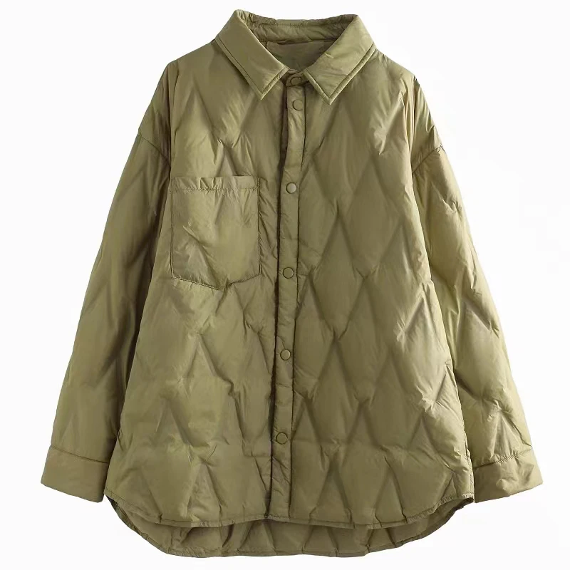 Faionable Lichtgewicht Katoen Jaet Gewatteerde Warme Damesjas Grote Maat Turn-down Kraag Winter Bovenkleding Pendelen Sle