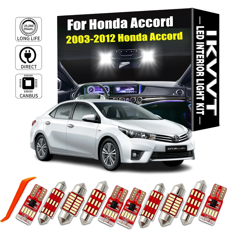 IKVVT-Accessoires de voiture, lampe LED, ampoules de voiture, intérieur, kit GT pour 2003-2012, Honda Accord Map avant, éclairage de plaque de