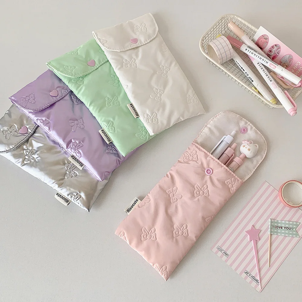 

Bow Pencil Case Cute Makeup Brush Storage Bag Portable Eyeglasses Bag High Quality Sunglasses Pouch For Office Girls Gift