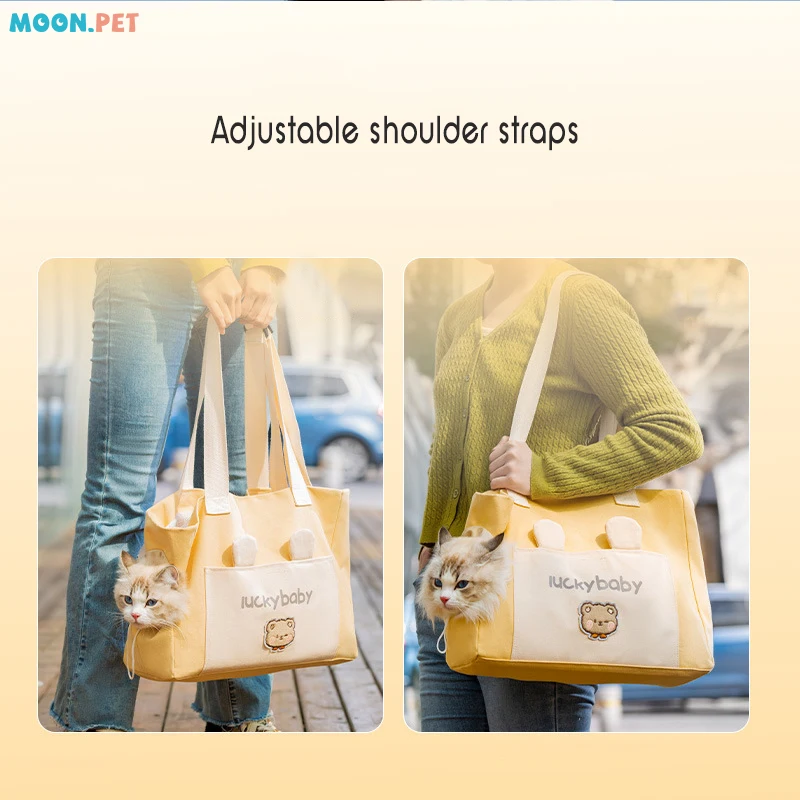 Pet Bag Out Lucky Baby Portable Cat Bag One Shoulder Warm Canvas Bag Portable Dog Bag Small Dog Exposed Cat Bag Pet Supplies