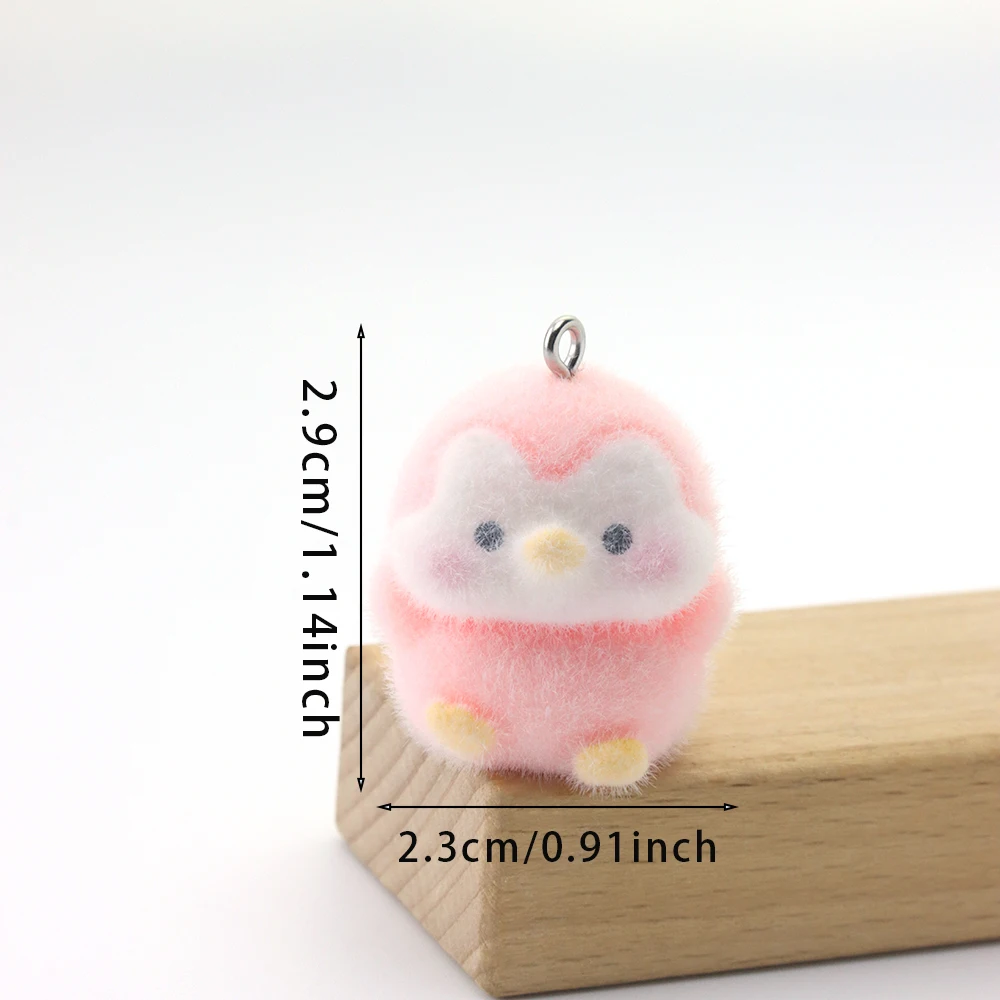 10pcs 3D Flocking Resin Penguin Charms Cute Animal Pendants for Necklace Earrings Keychain Making DIY Jewelry Accessories