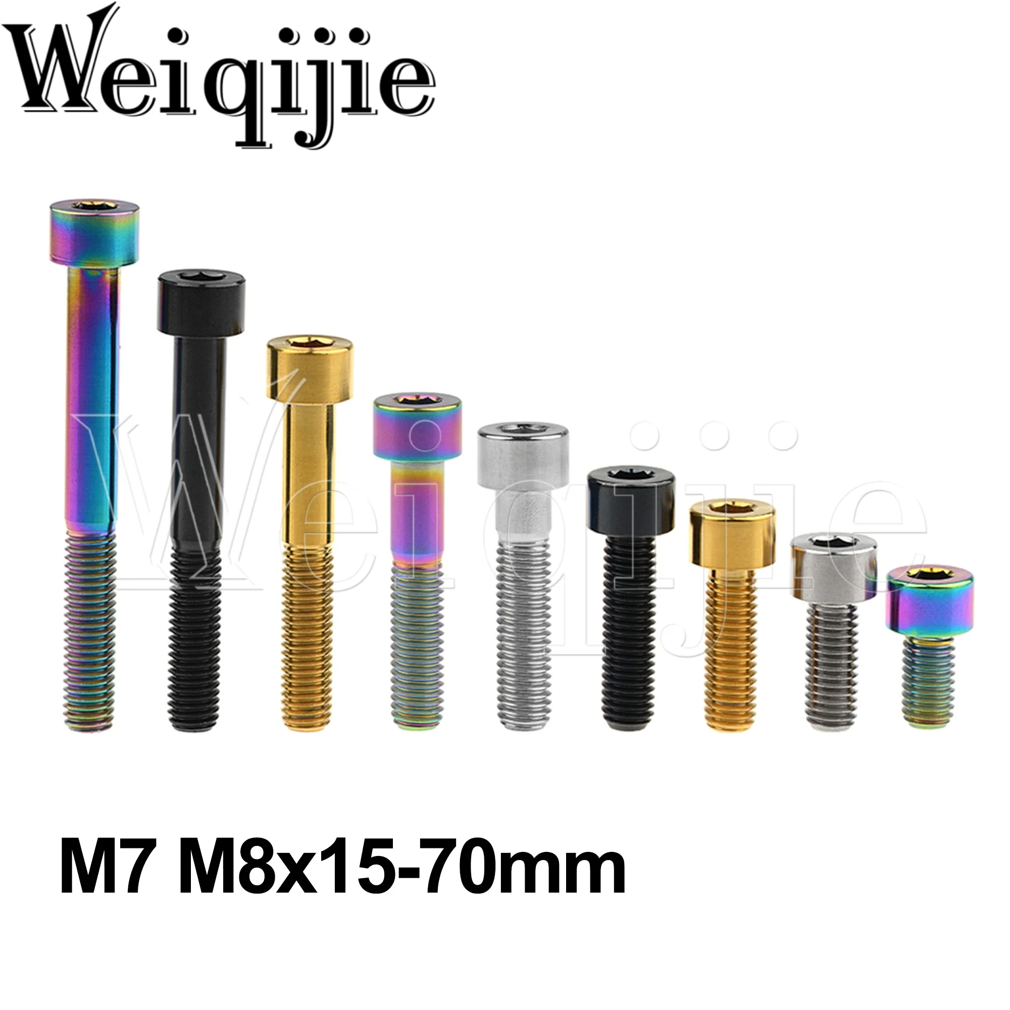 

Weiqijie 6pcs Titanium Bolts M7\M8x15 20 25 30 32 35 40 43 45 50 60 70mm Allen Wrench Flat Head Screw For Bicycle Motorcycle