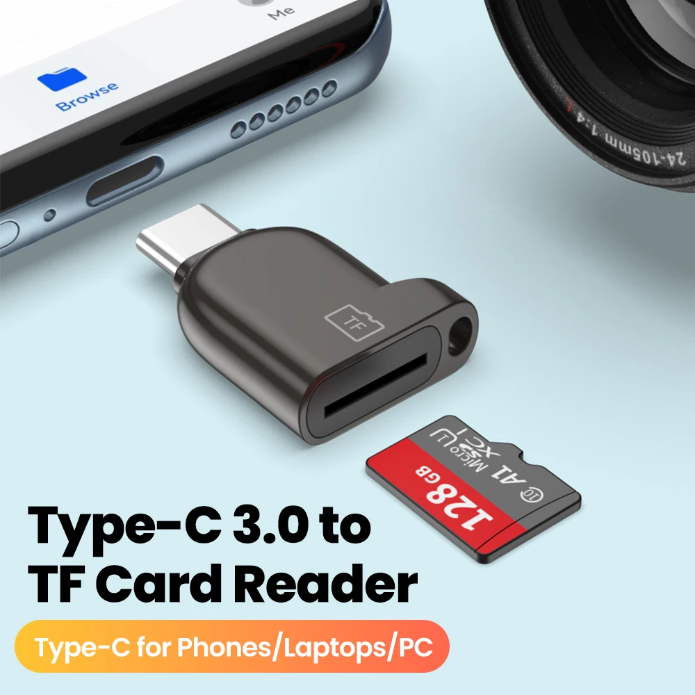 

Type-C 3.0 Mini TF Card Reader External Storage Black Stretch for Memory Stick USB C 3.0 For Iphone 17 16 Mini TF Card Reader