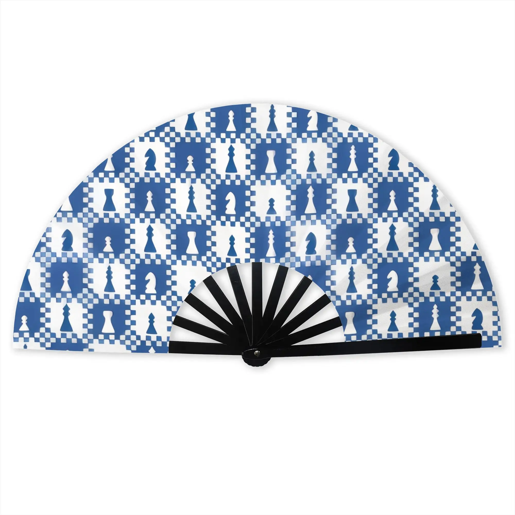Pieces on Checkerboard in Navy and White Hand Fan Promotional Gift Party  Durable Folding Fans Novelty Bulk Pack Fan
