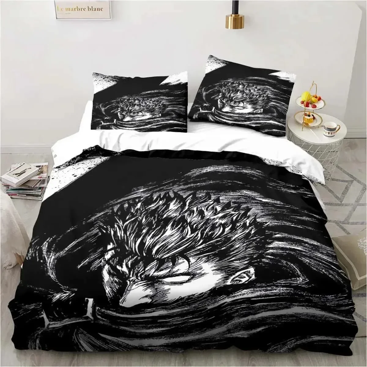 

Fashion 3D Printed Anime Berserk King Twin Double Child Bedding Set Microfiber or Polyester Duvet Cover Set Home Textiles