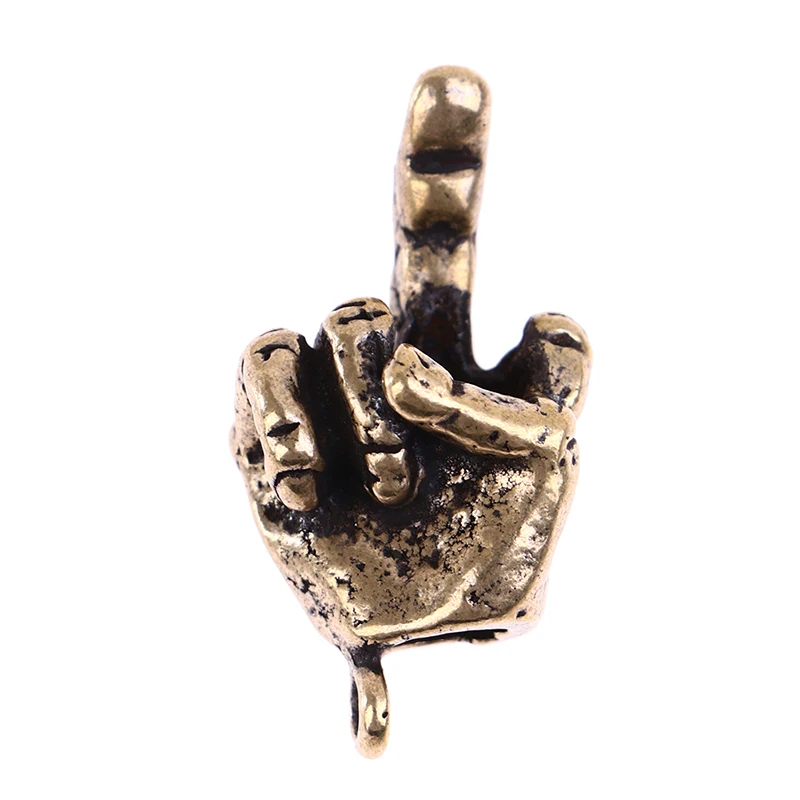 1PC Metal Brass Raised Middle Finger Up Shape Keychain Pendant Jewelry Key Chain