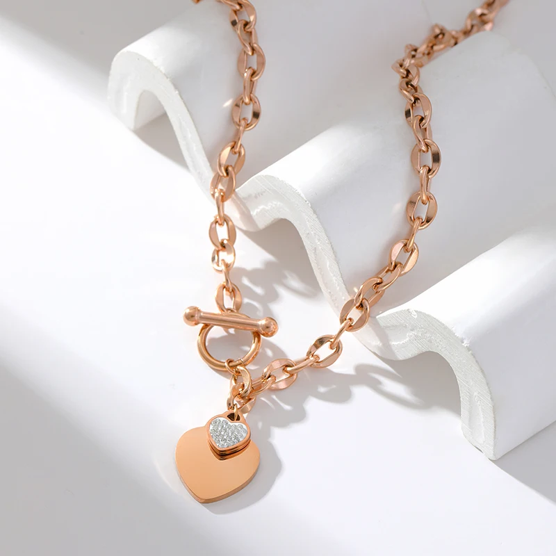 EILIECK 316L Edelstahl Herz-Liebesanhänger Halskette für Damen, trendige Gold- und Silberfarbe, wasserdichte Halskette, Schmuckgeschenk – Detail 21