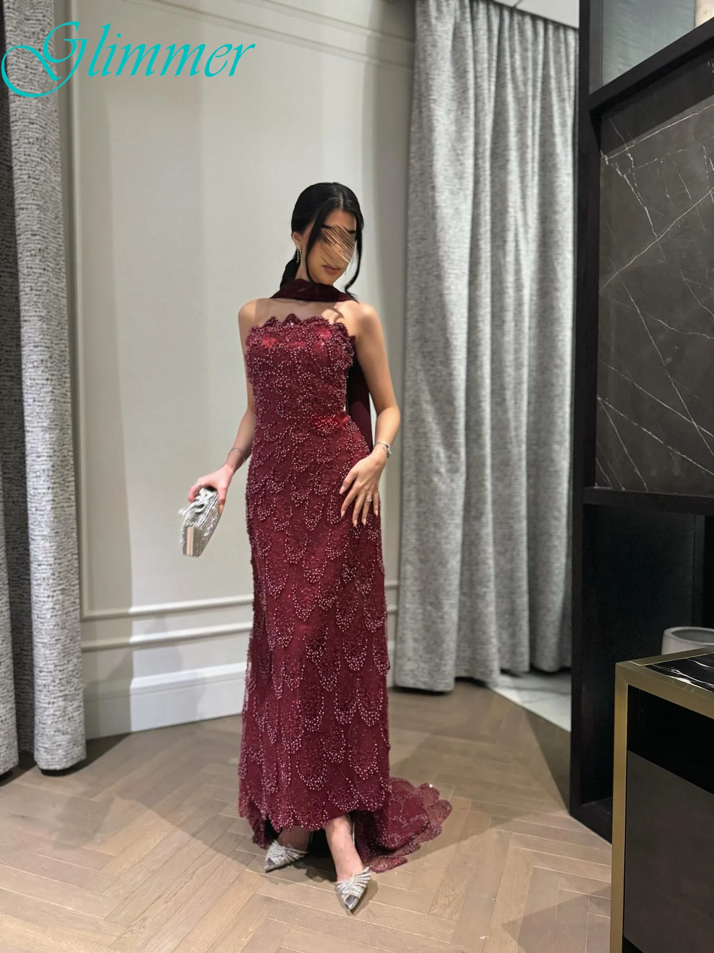 فستان سهرة أنيق مخصص بدون حمالات بدون أكمام مخصص، فساتين مناسبة مخصصة للحفلات على الموضة الحديثة #1