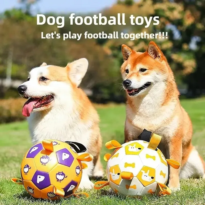 FurStar1PC Chew-Resistant Squeaky Inflatable Soccer Ball Dog Outdoor Toy For Training Pet Ball