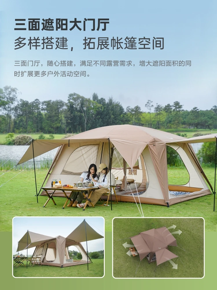 Outdoor camping Mid-levels Villa Tent Camping portable folding tent two rooms three foyers living room tent