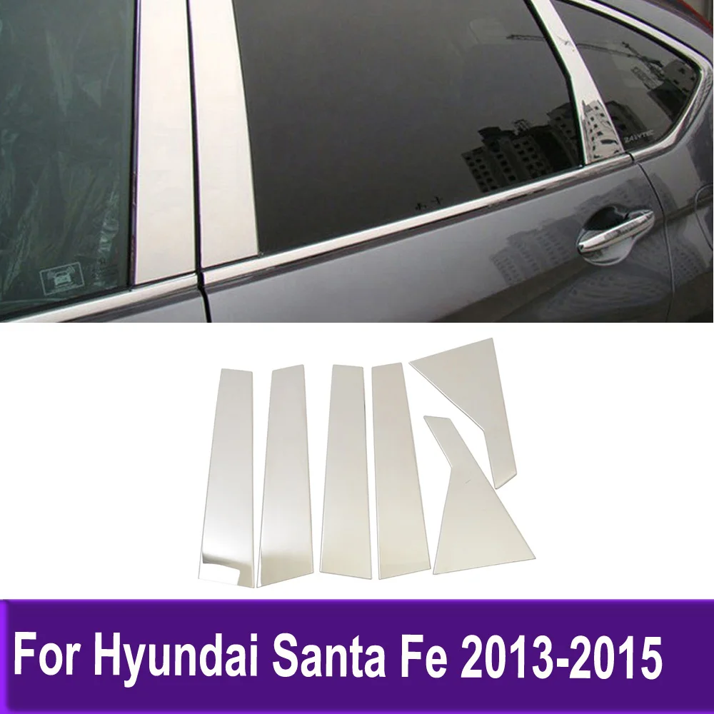 

Car Accessories Stainless Steel Car Window Frame Center Pillars Cover Trim For Hyundai Santa Fe 2013 2014 2015