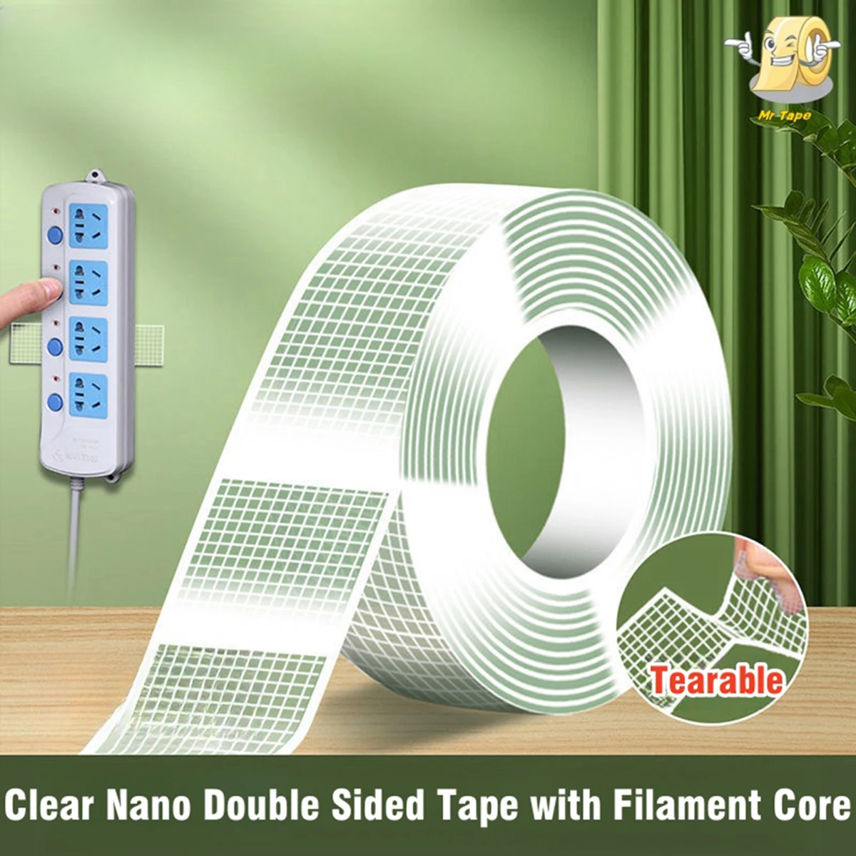 2 rolls Nano grid tape Heavy-Duty Nano Double-Sided Tape - Reusable, Traceless & Washable - Strong Adhesive Strips for Home