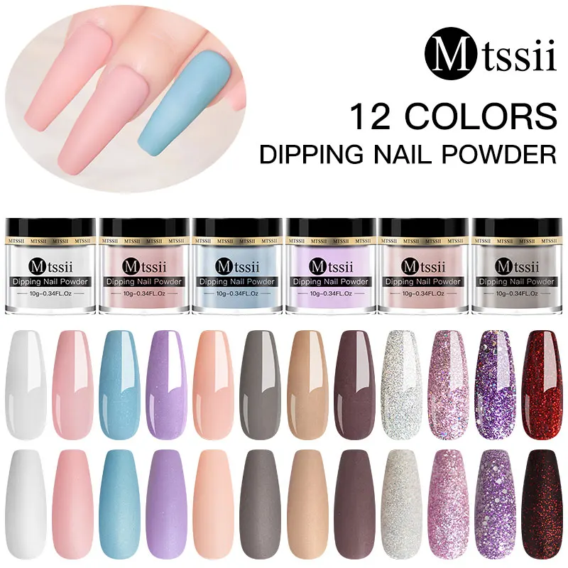 

Mtssii Bright Color Powder Set Pure French Dipping Nail Glitter Without Lamp Cure Dip Nail Powder Manicure Art Design