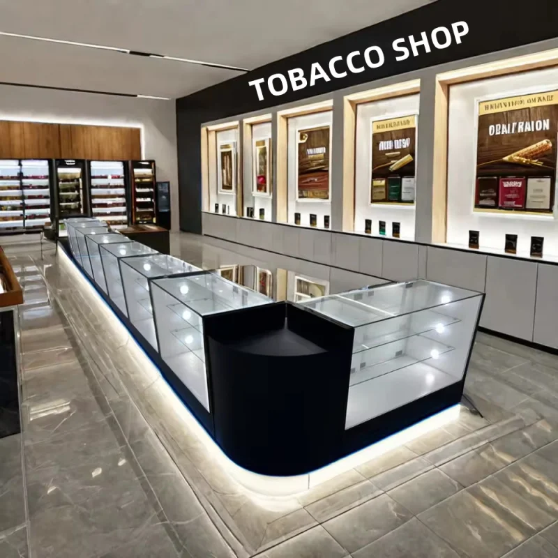 

custom.Baking Painting Stores Display Counter High End Smoke Shop Showcase Display Retail Furniture For Shops Displ