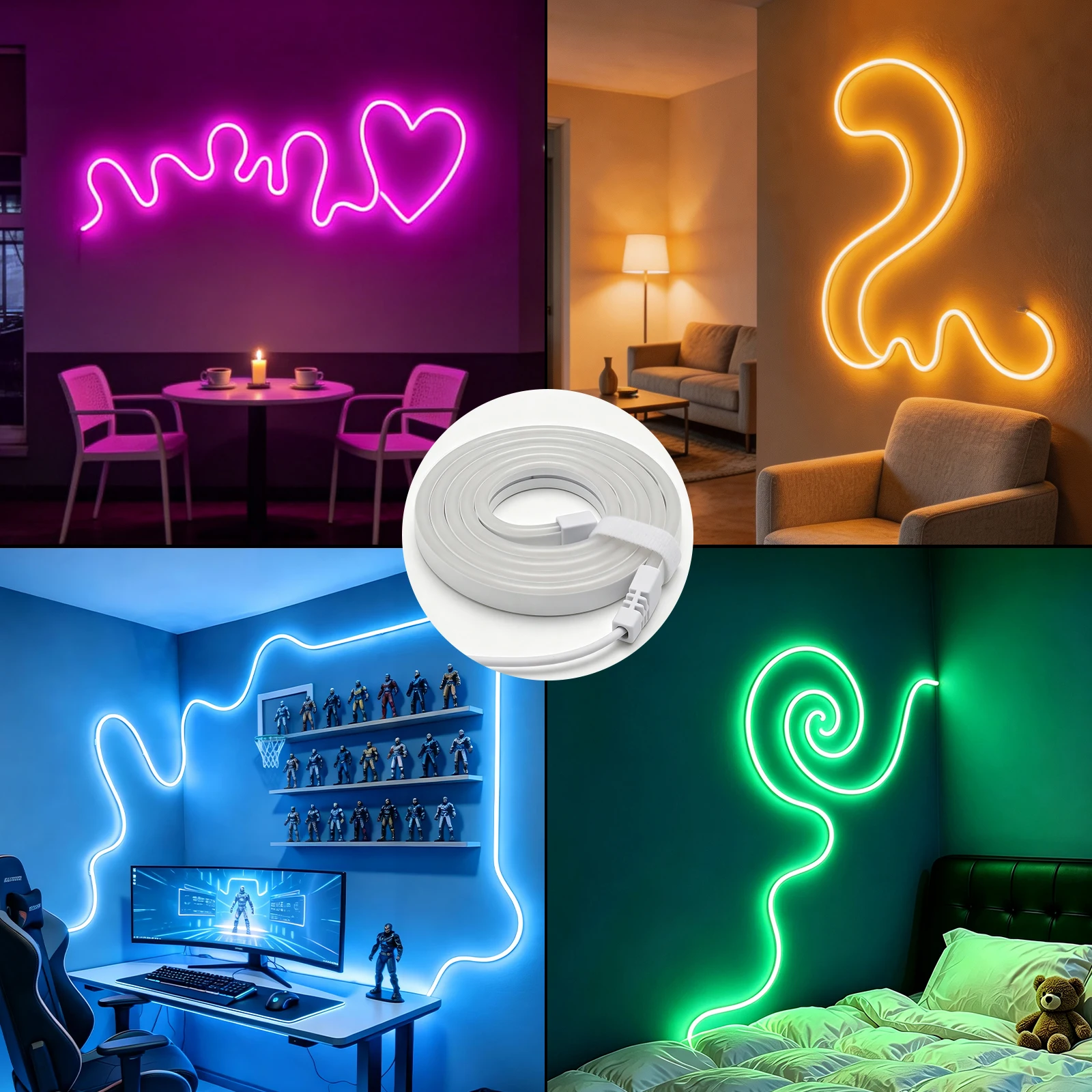 5V USB Neon LED Strip Hand Scan Dimmer 1m 2m 3m 4m 5m Waterproof Flexible Adhesive Silicone Tape Home Outdoor DIY Decor 9 Colors
