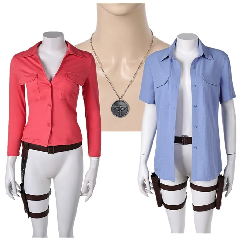 

Disguise Ellie Cosplay Necklace Costume The Last Women Short Sleeve Shirt Belt Holster Outfits Halloween Carnival Party Suit
