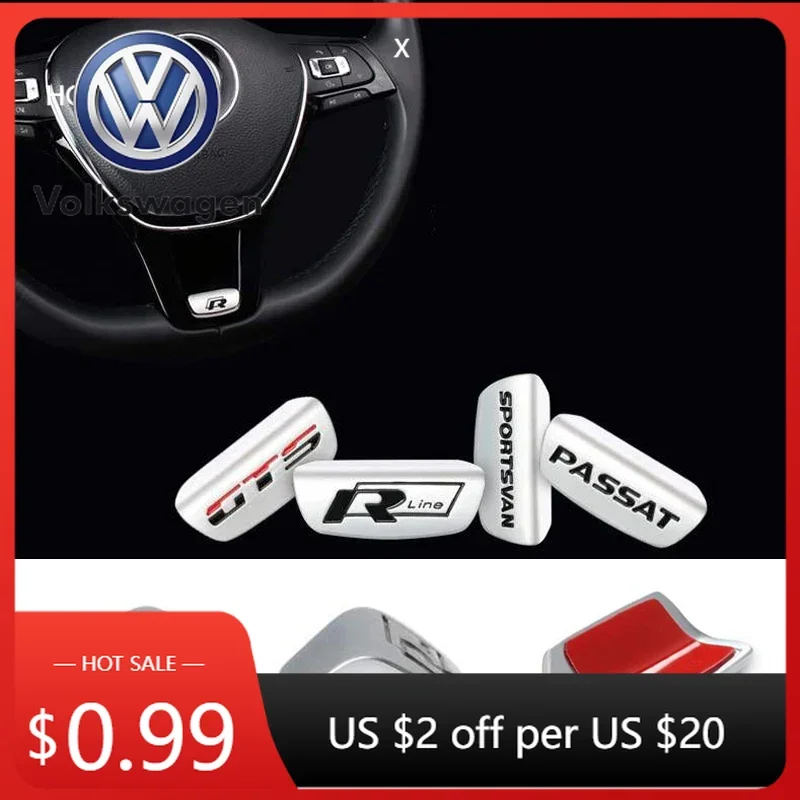 

2026 Hot VOLKSWAGEN 3D Aluminum Alloy Rline Emblem Car Steering Wheel Sticker Accessories For Volkswagen GTI Polo Golf Passat Sc