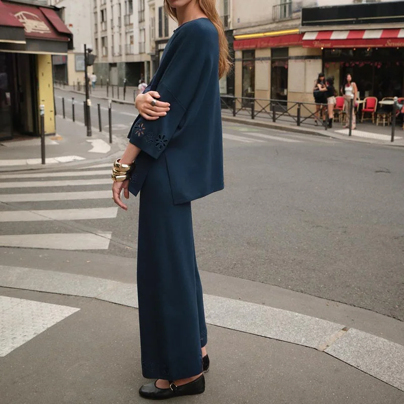 Nuevo Top de Punto Casual para Mujer de Otoño, con Escote en V, Bordado Calado, Sin Mangas, Moderno, Transpirable y Cómodo