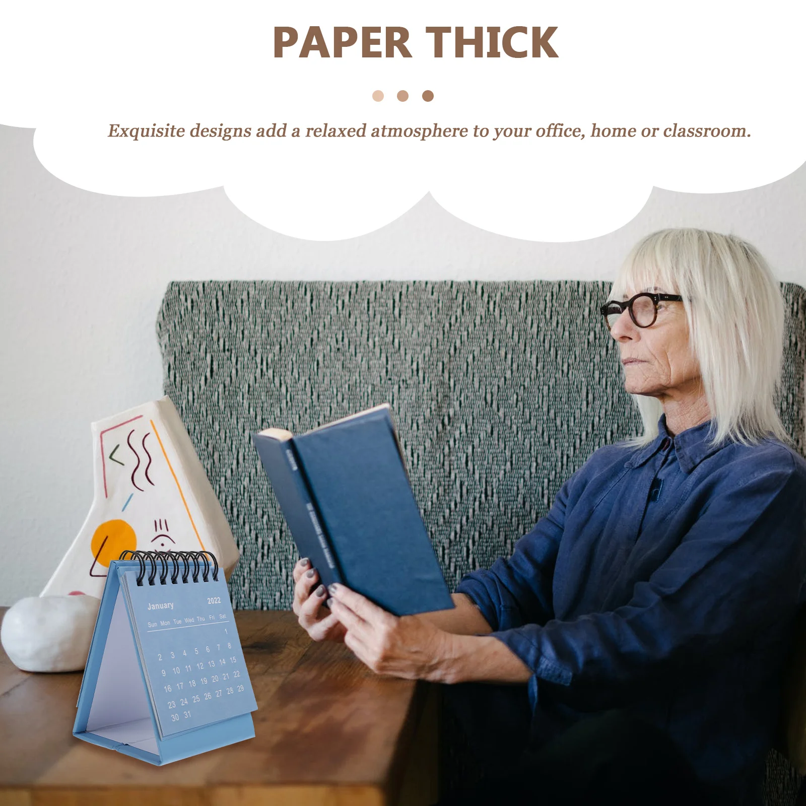 2022 Mini Desk Calendar Stylish Office Home School Schedule Planner Notepad Wall Calendar Paper Foldable Twin-Wire Thick Page