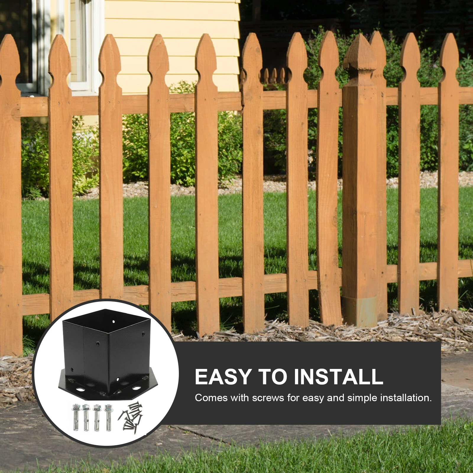 

1pc Square Post Base 4X4 Post Sleeve For Deck Fence Support Bracket Iron Railing Trim Anchor Porch Railing Base Garden Fence