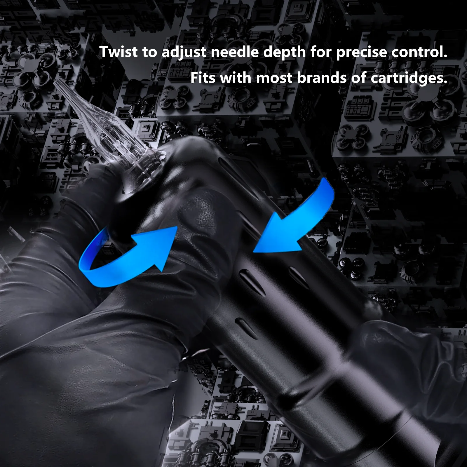 BIGWASP V74 مجموعة ماكينة رسم الوشم التجميلي 1800 مللي أمبير بطارية ماكينة رسم الوشم التجميلي الدوارة مع 10 قطعة/صندوق إبر خرطوشة الوشم لتوريد المبتدئين