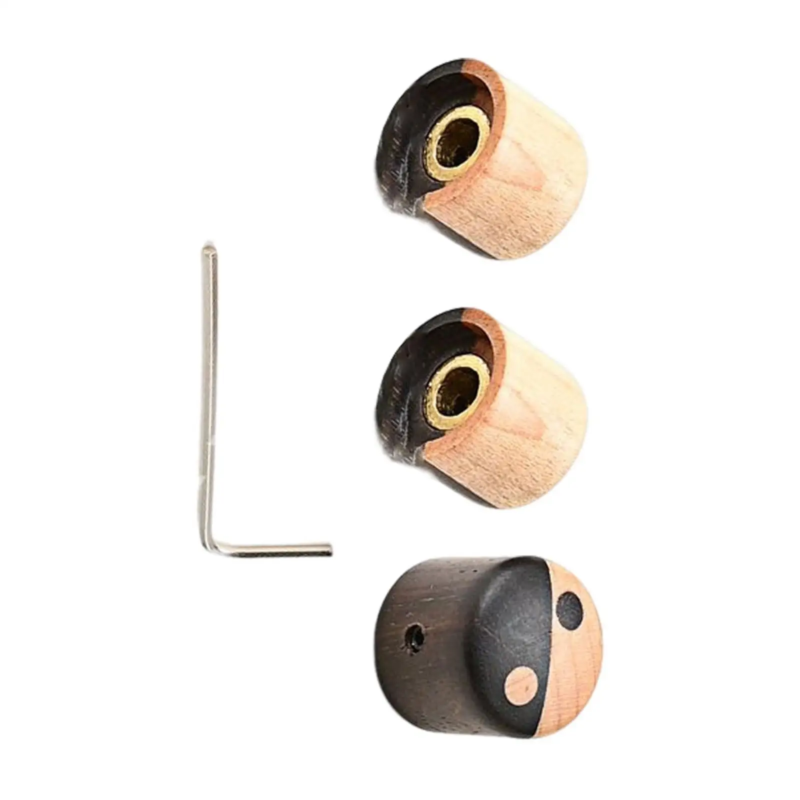 3 Pieces Wooden Bass Replacement Brass Guitar Tone Professional Durable Volume Knobs Speed Control Knobs for Daily Use Outdoor