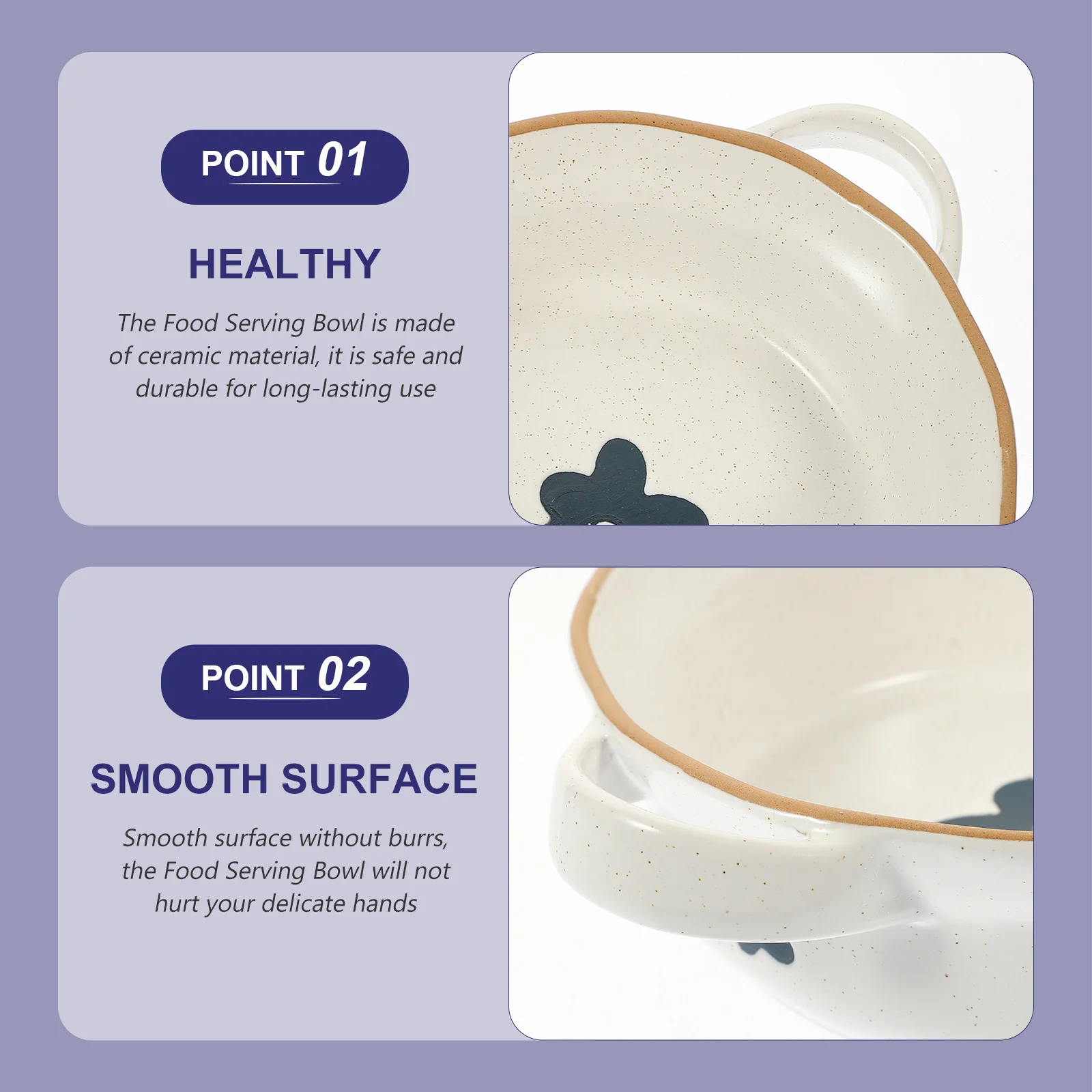 

Ceramic Double Handle Food Serving Soup Bowl Japanese Style Noodle Fruit Salad Kitchen Tableware Japanese Style Bowl