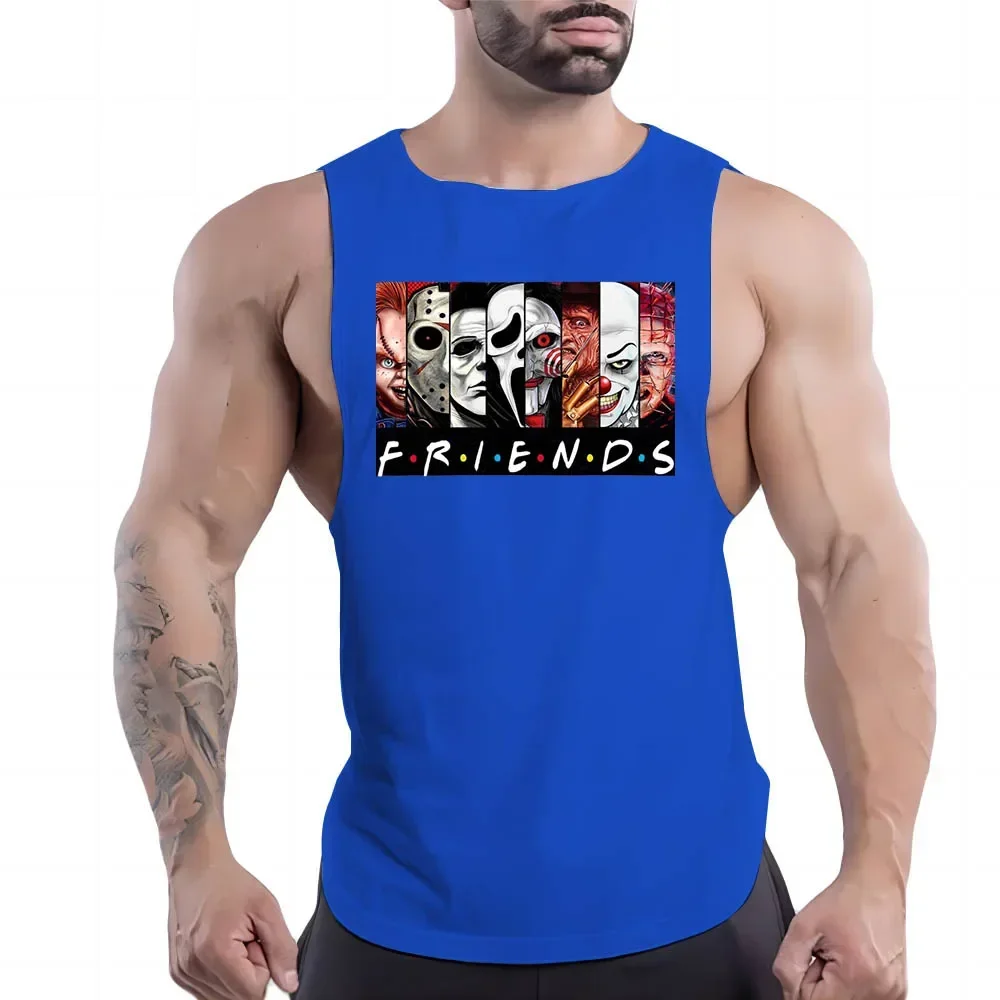 Fashion Leisure Y2k Print Tank Top Breathable Basketball Sleeveless Shirt Outdoor Gym Clothing Men Sport Summer Quick Dry Fnaf