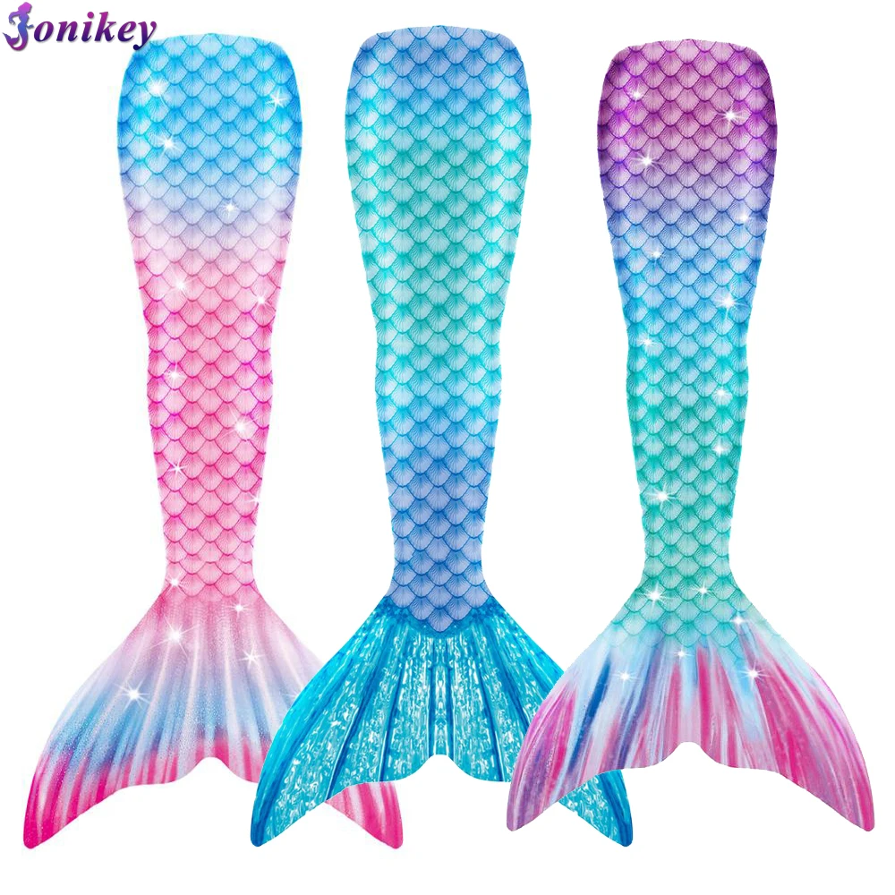 Kids Adults Mermaid Tails With Pink Black Monofin Swimwear for summer Dress swimmable Suit Cosplay Costume