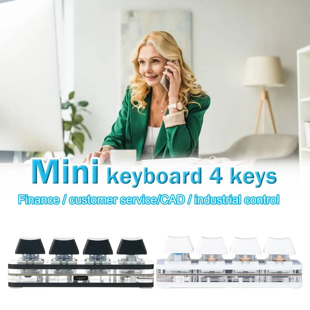 Custom USB Keyboard 4 Keys Macro Programmable Copy Paste Cut Mini Keypad HID Driver Free OSU Gaming Mechanical Keyboard