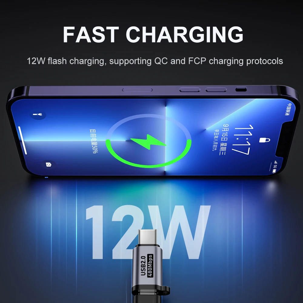 2Pcs Micro USB Female To Mini USB Male Adapter 480Mbps Micro USB Female To Type C/Mini USB Connector 18W for Phone/Tablet/PC