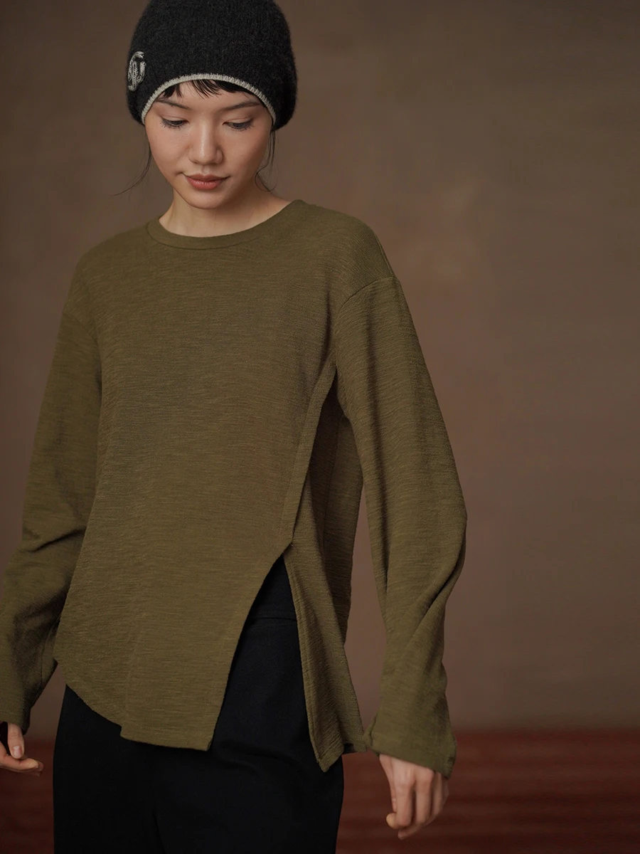 

Hacikis Miss Loose Long Sve round Ne T-irt Inner Wear Cotton Polyester Blend Winter Commute Sle Casual All G